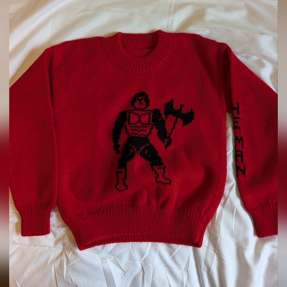Handmade Other - VTG Handmade Battle Armor He-Man Handknit Child Red Sweater MOTU See Measurement